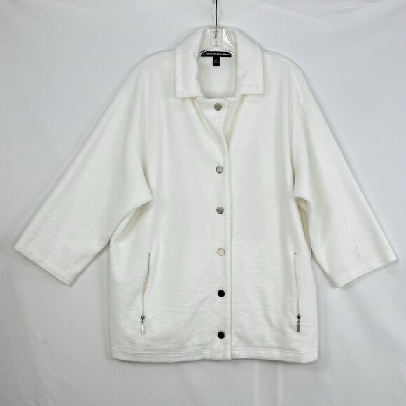 Vtg Company Ellen Tracy Women’s Collar Button Closure and zip pockets Ivory 3X - Picture 10 of 16
